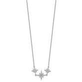 Sterling Silver Rhodium-plated CZ 3-Stars w/2in ext Necklace